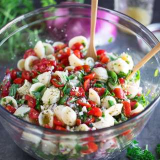 Spinach Pasta Salad with Feta and Tomato