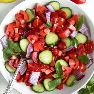 Balsamic Tomato Salad with Cucumber and Onion