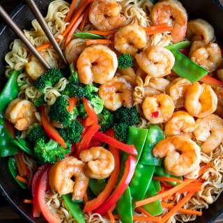 Shrimp Stir Fry with Ramen Noodles