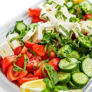 Tomato Cucumber Salad with Feta and Basil