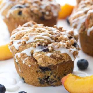 Easy Blueberry Peach Muffins