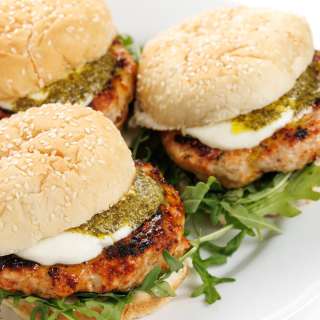 Grilled Turkey Burgers with Pesto