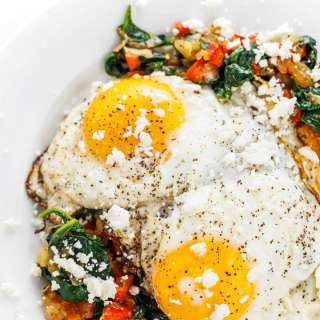 Greek Breakfast Egg Skillet with Sautéed Veggies and Feta