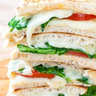 Spinach and Tomato Grilled Cheese Pitas