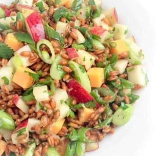Spelt Salad with Apples, Cheddar and Scallions