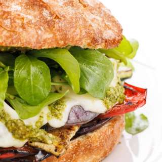 Grilled Vegetable Sandwich with Pesto and Mozzarella
