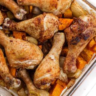 Roasted Chicken with Sweet Potatoes and Pears