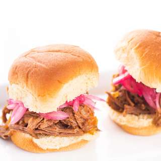 Slow Cooker Pulled Beef Sliders with Pickled Red Onions