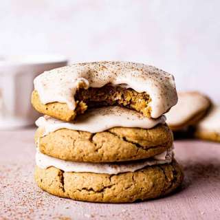 Pumpkin Sugar Cookies With Bourbon-Cinnamon Frosting