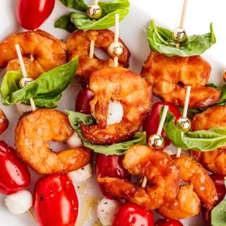 Smoked Shrimp Caprese Skewers