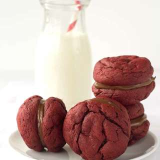 Nutella Filled Red Velvet Sandwich Cookies