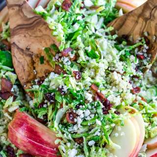 Apple Cranberry Brussels Sprout Salad with Maple Citrus Dressing