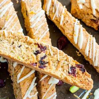 White Chocolate Cranberry Pistachio Biscotti