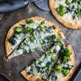 Cheesy Broccoli Kale Pesto Pizza