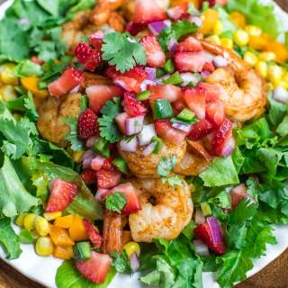 Cilantro Lime Shrimp Salad with Strawberry Salsa