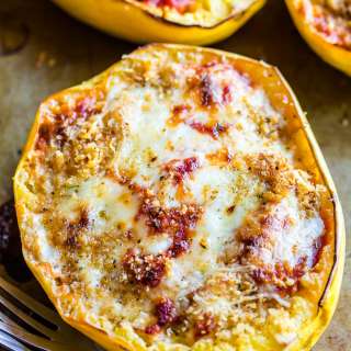 Cheesy Vegetarian Spaghetti Squash Parmesan