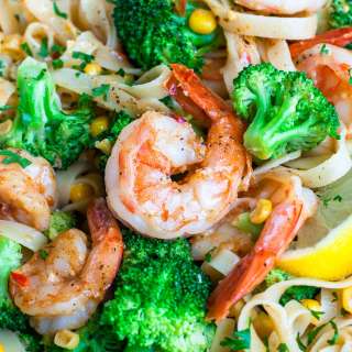 Cajun Shrimp Pasta with Lemon and Veggies
