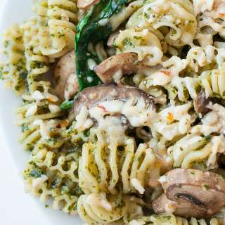 Roasted Garlic Kale Pesto Pasta