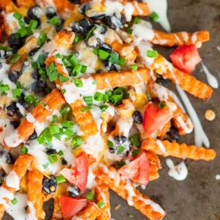 Loaded Sweet Potato Cheese Fries