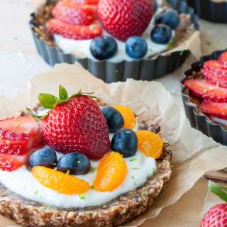 Healthy No-Bake Coconut Lime Tarts with Fruit and Yogurt