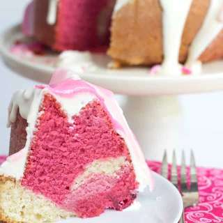 Raspberry Vanilla Pink Ombre Bundt Cake