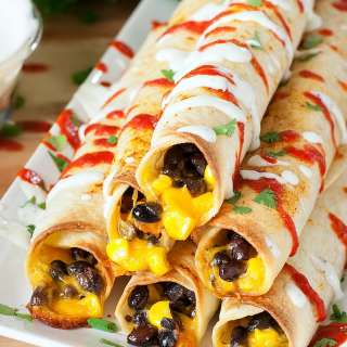 Cheesy Baked Black Bean Flautas