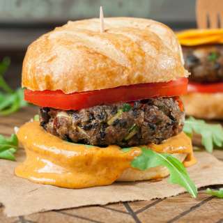Black Bean Veggie Burgers with Chipotle Honey Mustard