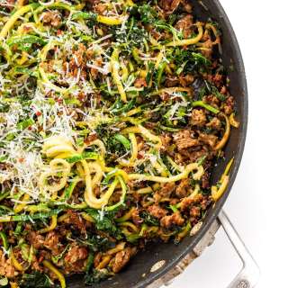 Zucchini Zoodles with Sausage and Kale