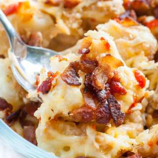 Bacon Sriracha Cauliflower Gratin