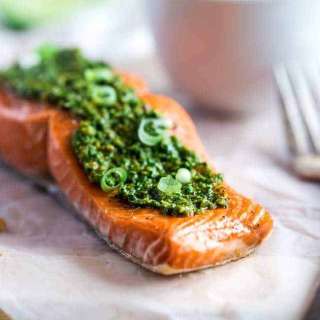 Baked Salmon with Asian Cilantro Pesto