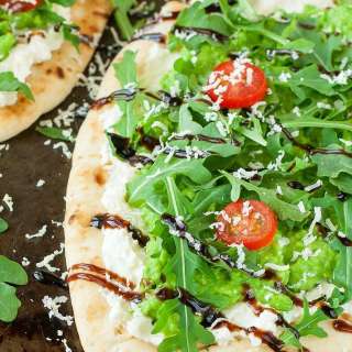 Lemon Ricotta Flatbread with Garlicky Pea Puree
