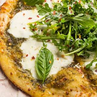 Grilled Pizza with Pesto and Mozzarella