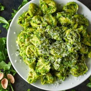 Easy Pea Pesto with Pistachio and Arugula