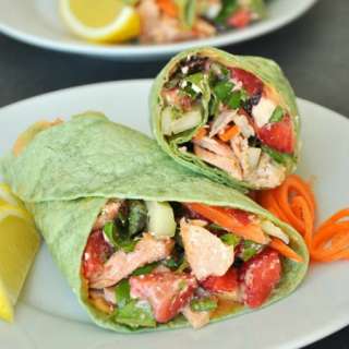 Strawberry Salmon Wraps with Homemade Feta Vinaigrette
