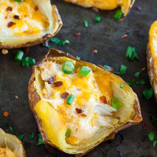 Cheesy Cajun Crab Potato Skins