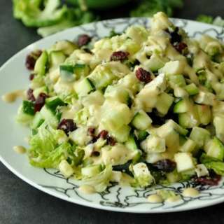 Shredded Brussels Sprout Salad with Cranberries and Feta