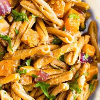 Roasted Butternut Squash Pasta Salad with Tahini Sauce