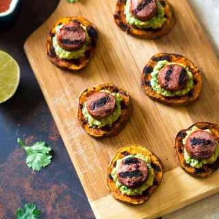 Grilled Sweet Potatoes With Avocado Salsa And Turkey Sausage