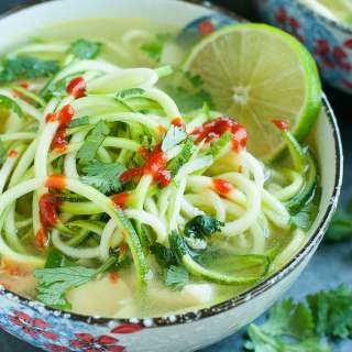Spicy Sriracha Lime Chicken Zoodle Soup