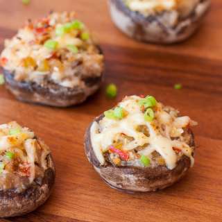 Seafood Stuffed Mushrooms with Garlic and Gouda