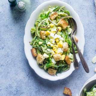 Avocado Pesto Healthy Pasta Salad With Zucchini Noodles