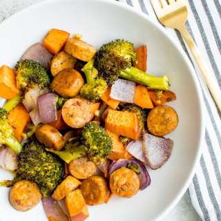 One Pan Roasted Veggie and Chicken Sausage
