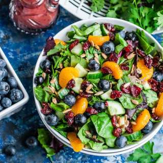 Cranberry Blueberry Salad with Blueberry Balsamic Dressing