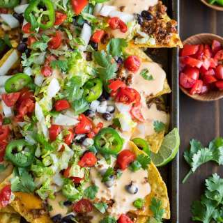 Sheet Pan Nachos with Queso