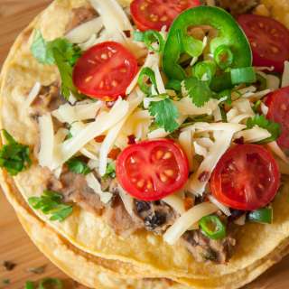 Crispy Baked Vegetarian Bean Tostadas