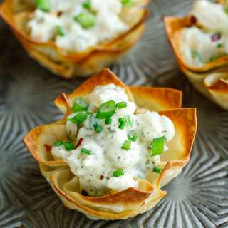 Creamy Pesto Shrimp Wonton Cups