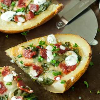 Loaded Spinach Artichoke Potato Skins