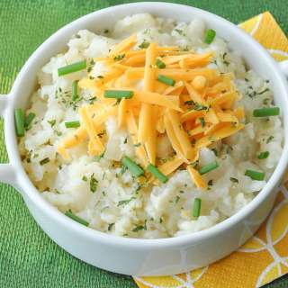 Mashed Cauliflower with Caramelized Onion and Roasted Garlic