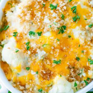 Creamy Cauliflower Jalapeño Popper Casserole