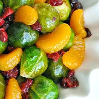 Roasted Brussels Sprouts with Cranberries and Clementines
